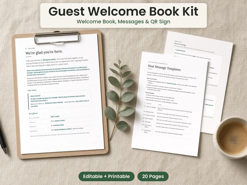 Airbnb Welcome Book Template Editable PDF cover