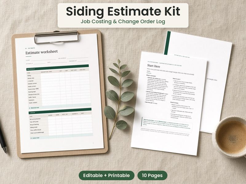 Siding Contractor Estimate Template cover