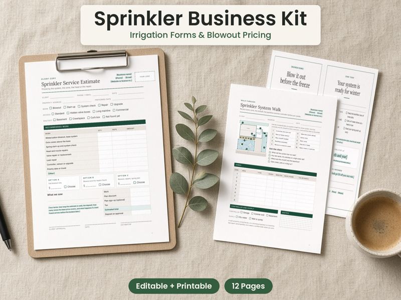 Sprinkler and Irrigation Business Forms cover